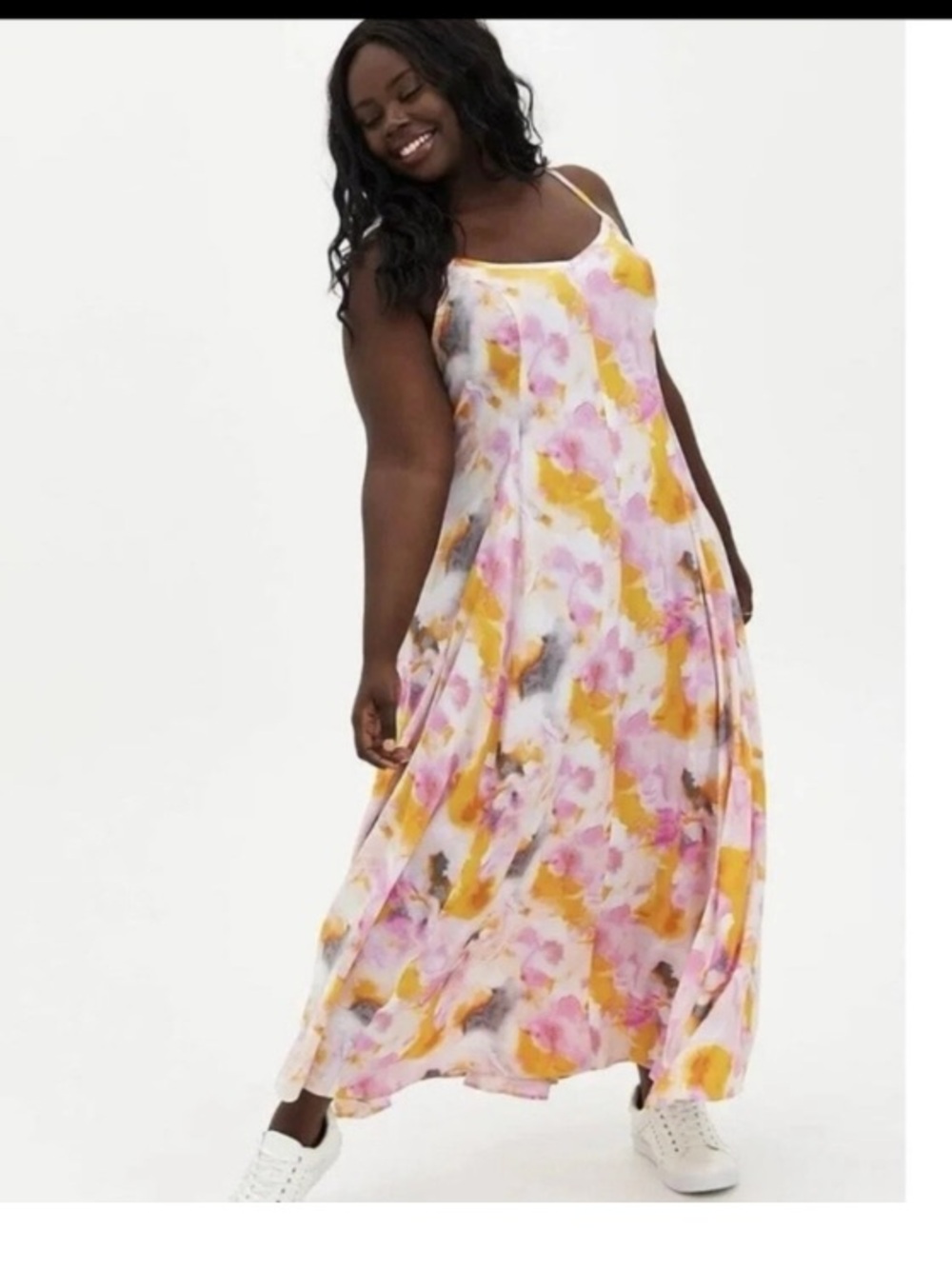 Torrid Tie-Dye Challis Trapeze Maxi Dress Sz 1